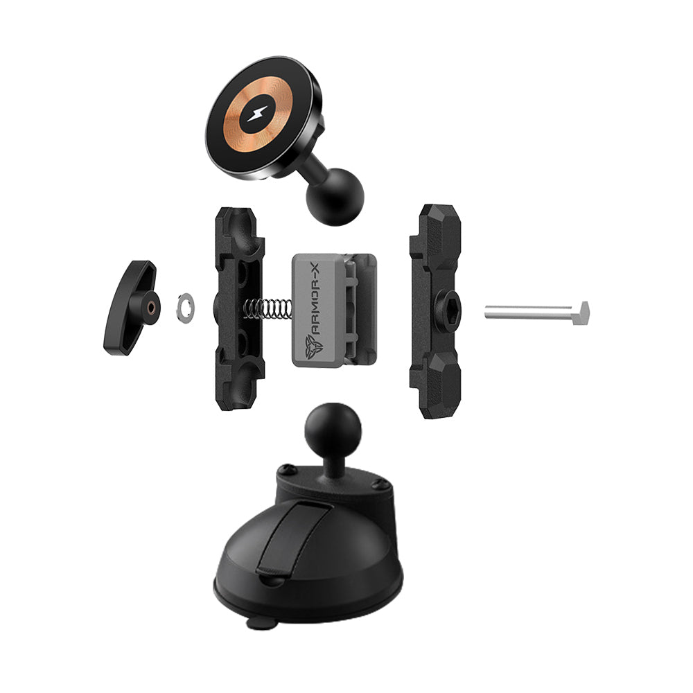 P51MS03 | Glass Suction Cup Mount | MagSafe / Pixelsnap 15W Fast Charger | ONE-LOCK for iPhone & Smartphone