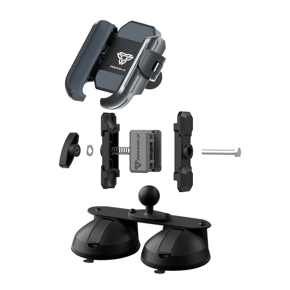 P52UP | Glass Double Suction Cup Universal Mount | Design for Phone