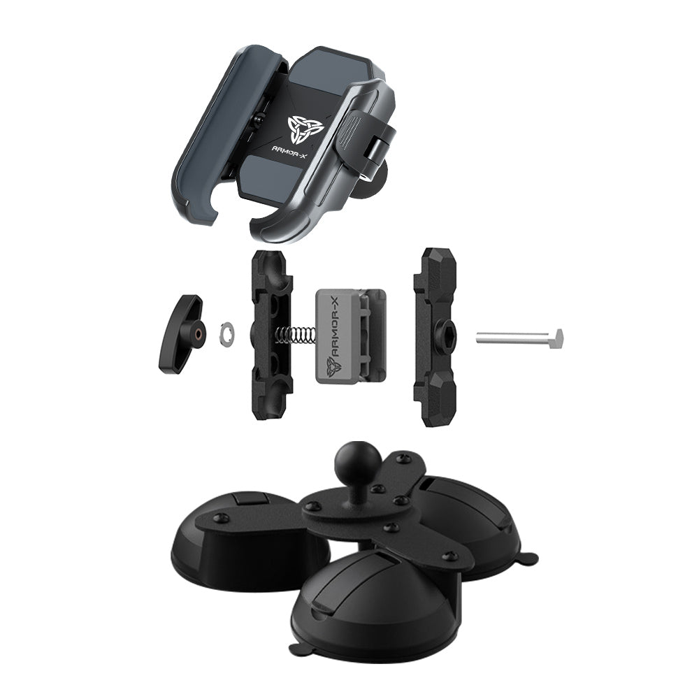 P53UP | Glass Triple Suction Cup Universal Mount | Design for Phone