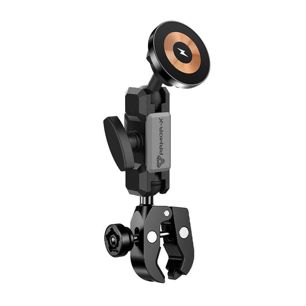 ARMOR-X Handlebar Clamp MagSafe 15W Fast Charger Mount for iPhone.