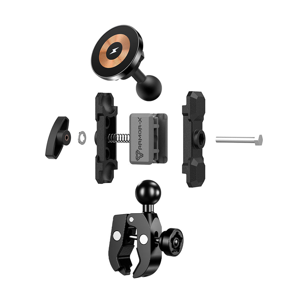 P56MS03 | Handlebar Clamp Mount | MagSafe / Pixelsnap 15W Fast Charger | ONE-LOCK for iPhone & Smartphone