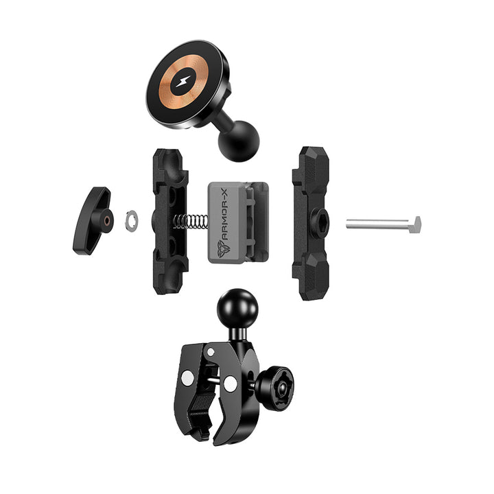 P56MS03 | Handlebar Clamp Mount | MagSafe / Pixelsnap 15W Fast Charger | ONE-LOCK for iPhone & Smartphone