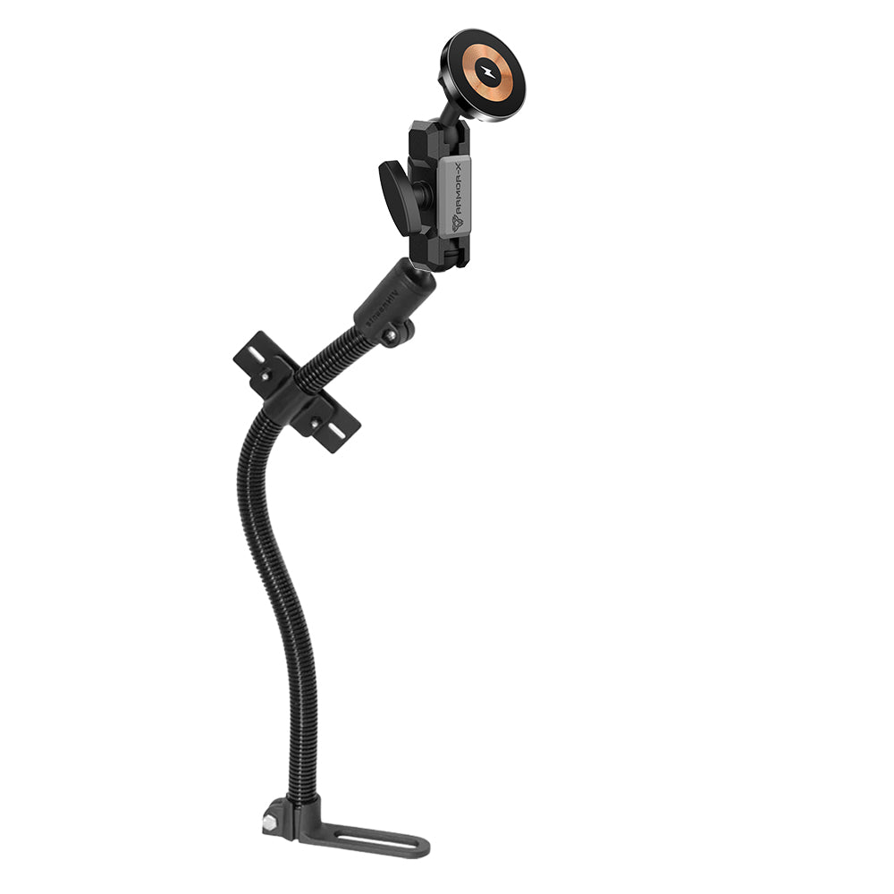 ARMOR-X Adjustable Gooseneck Universal No-Drill Vehicle MagSafe 15W Fast Charger Mount for iPhone.