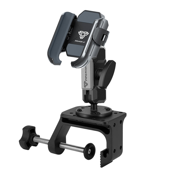 ARMOR-X Heavy-Duty G-Clamp Universal Mount for phone.