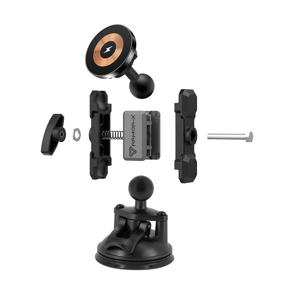 P59MS03 | Suction Cup Mount | MagSafe / Pixelsnap 15W Fast Charger | ONE-LOCK for iPhone & Smartphone