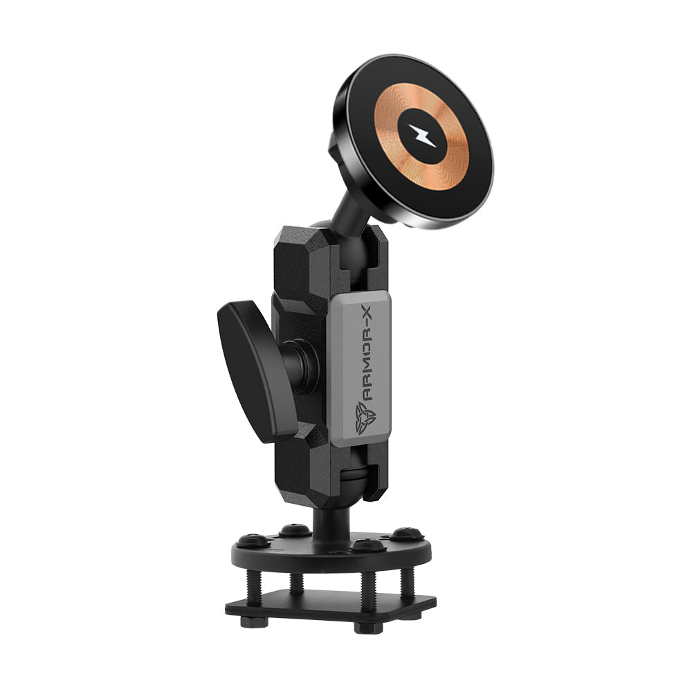 ARMOR-X ONE-LOCK Drill-Down Dashboard Mount with Backing Plate MagSafe / Pixelsnap 15W Fast Charger for iPhone & Smartphone.