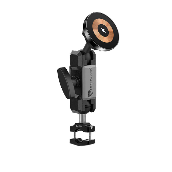 P67MS03 | Bar Clamp Moun | ⌀10-32mm | MagSafe / Pixelsnap 15W Fast Charger | ONE-LOCK for iPhone & Smartphone