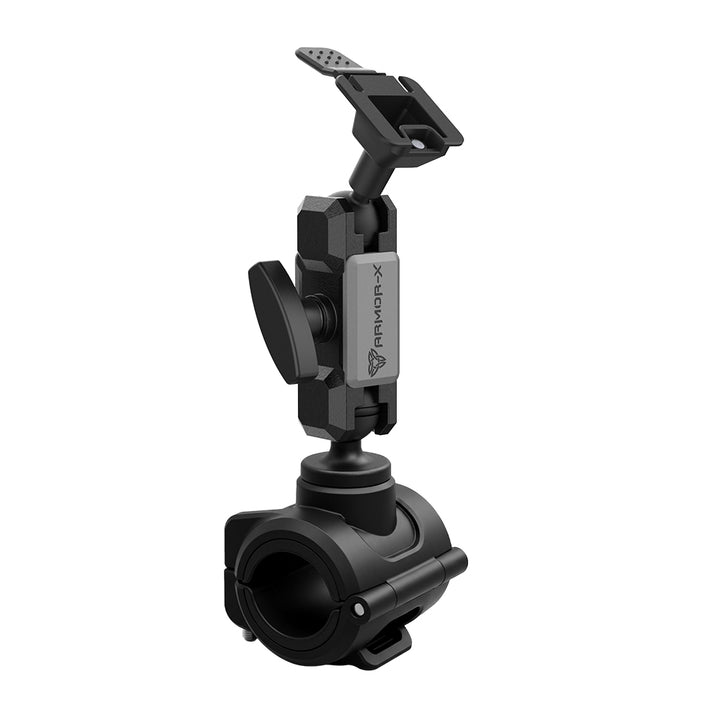 ARMOR-X ONE-LOCK Quick Release Roll Bar Mount for tablet. Fits 25–32.5mm (0.98–1.28") round bars on motorcycles, ATVs, UTVs, forklifts, and more.