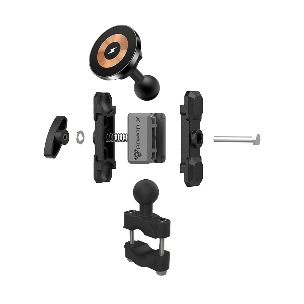 P6MS03 | Rail Base Mount *SMALL | ⌀8-20mm | MagSafe / Pixelsnap 15W Fast Charger | ONE-LOCK for iPhone & Smartphone