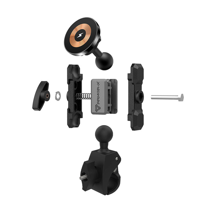 P7MS03 | Heavy-Duty Quick Release Bar Mount (SMALL) | MagSafe / Pixelsnap 15W Fast Charger | ONE-LOCK for iPhone & Smartphone