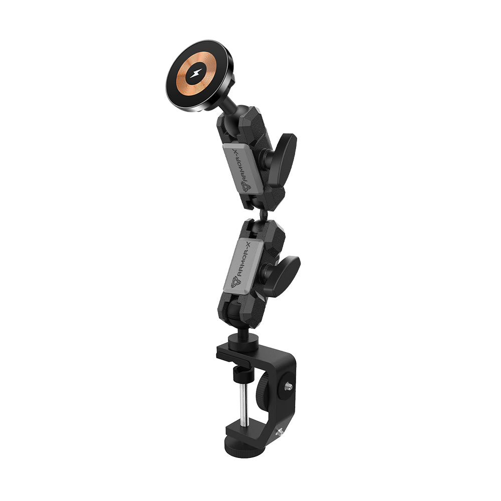 P18MS03 | Heavy-Duty G-Clamp Bar Mount*LARGE | MagSafe / Pixelsnap 15W Fast Charger | ONE-LOCK for iPhone & Smartphone