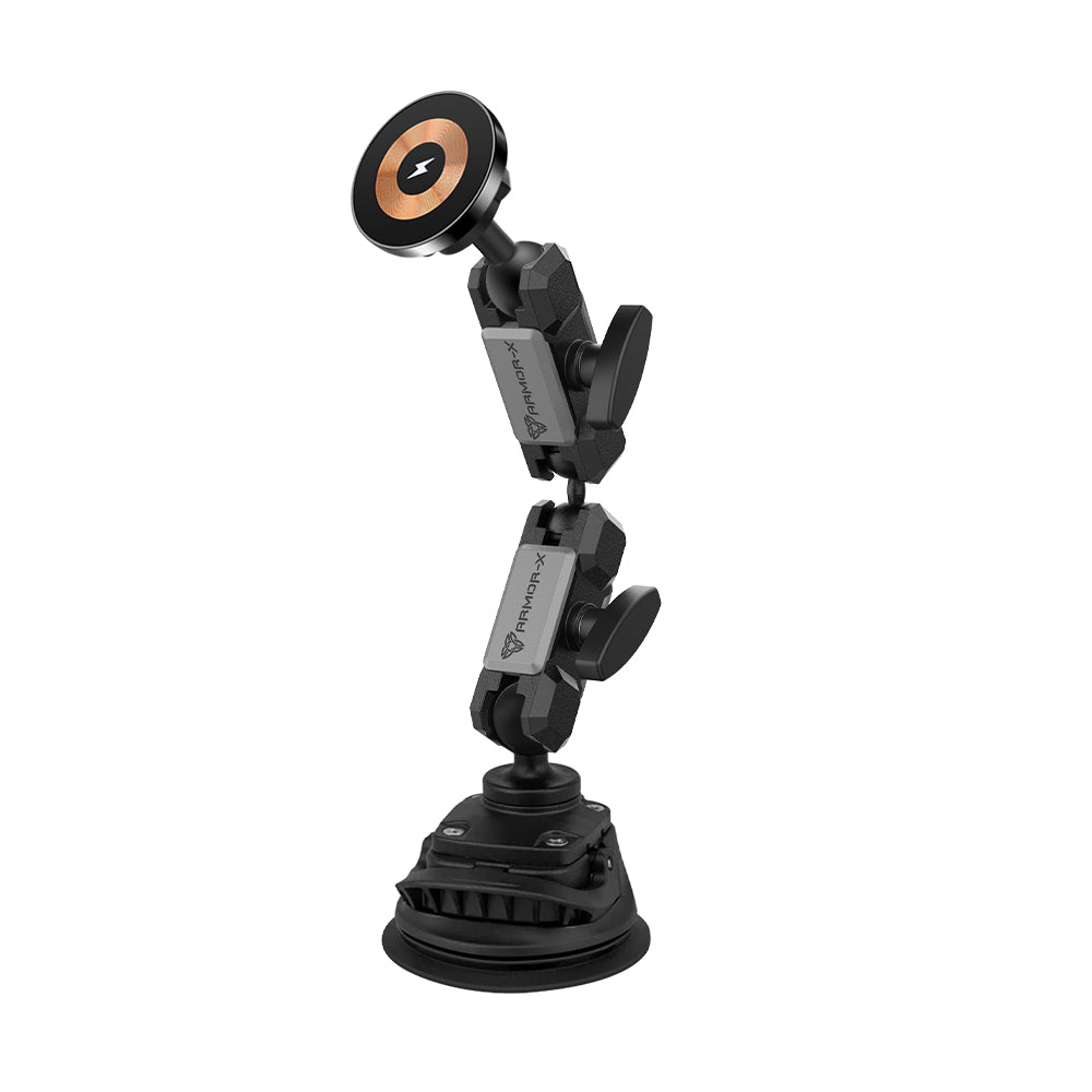 P23MS03 | Heavy-Duty Strong Suction Cup Car Mount | MagSafe 15W Fast Charger | ONE-LOCK for iPhone
