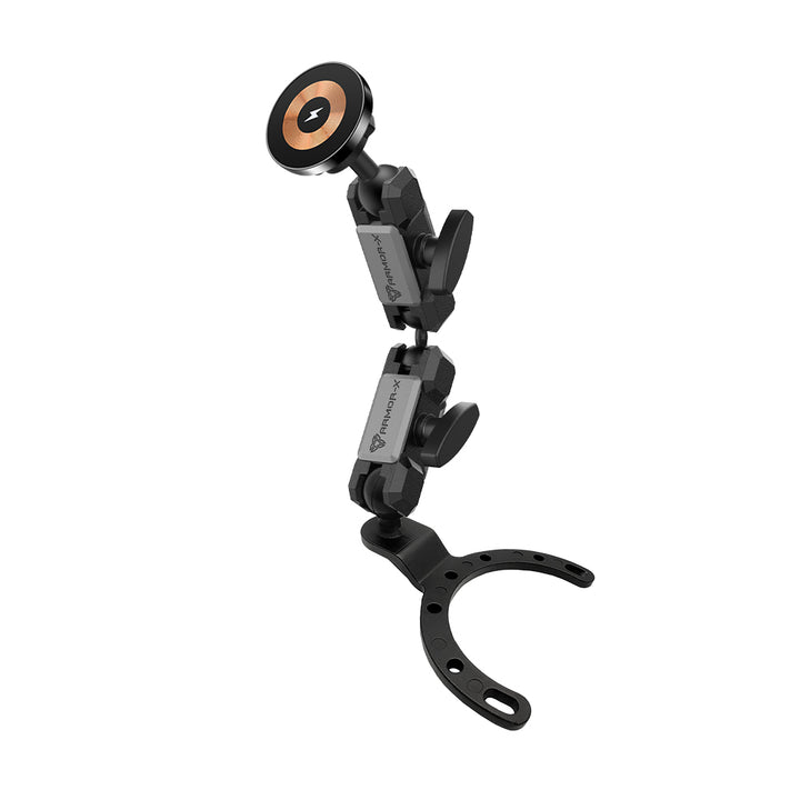 P32MS03 | Heavy-Duty Motorcycle Fuel / Oil Tank Mount * LARGE | MagSafe / Pixelsnap 15W Fast Charger | ONE-LOCK for iPhone & Smartphone