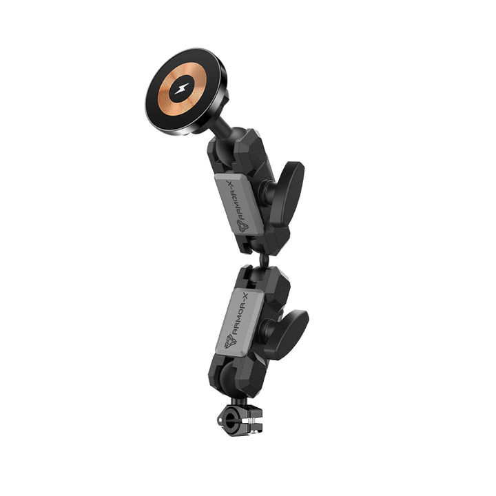 P36MS03 | Heavy-Duty Motorcycle Mirror Mount | MagSafe / Pixelsnap 15W Fast Charger | ONE-LOCK for iPhone & Smartphone