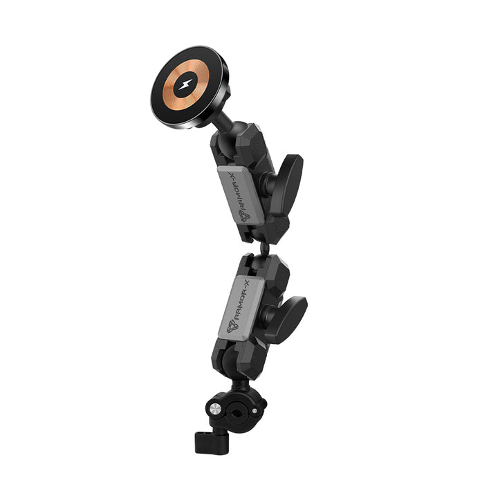 P39MS03 | Motorcycle Mirror Tube Mount | MagSafe / Pixelsnap 15W Fast Charger | ONE-LOCK for iPhone & Smartphone