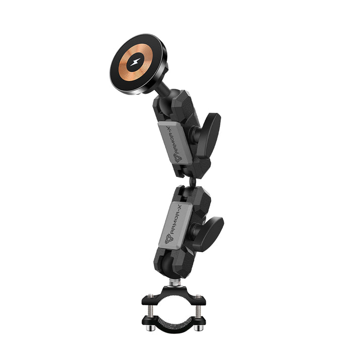 P44MS03 | Handlebar Rail Mount | ⌀20-38mm | MagSafe / Pixelsnap 15W Fast Charger | ONE-LOCK for iPhone & Smartphone