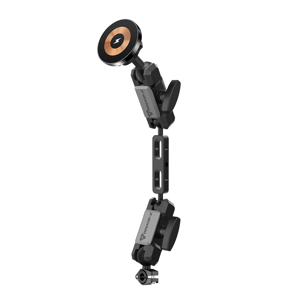 P36MS03 | Heavy-Duty Motorcycle Mirror Mount | MagSafe / Pixelsnap 15W Fast Charger | ONE-LOCK for iPhone & Smartphone