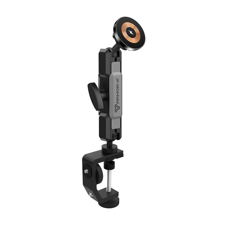 P18MS03 | Heavy-Duty G-Clamp Bar Mount*LARGE | MagSafe / Pixelsnap 15W Fast Charger | ONE-LOCK for iPhone & Smartphone