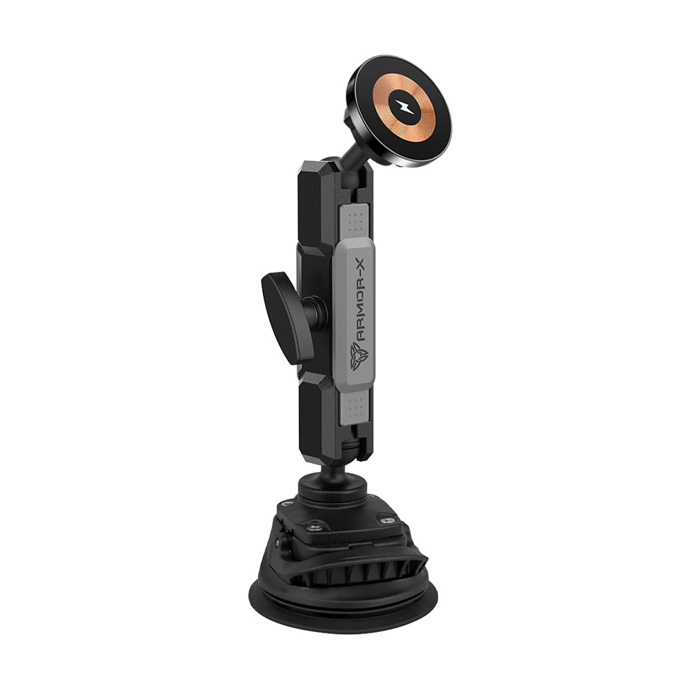 P23MS03 | Heavy-Duty Strong Suction Cup Car Mount | MagSafe 15W Fast Charger | ONE-LOCK for iPhone