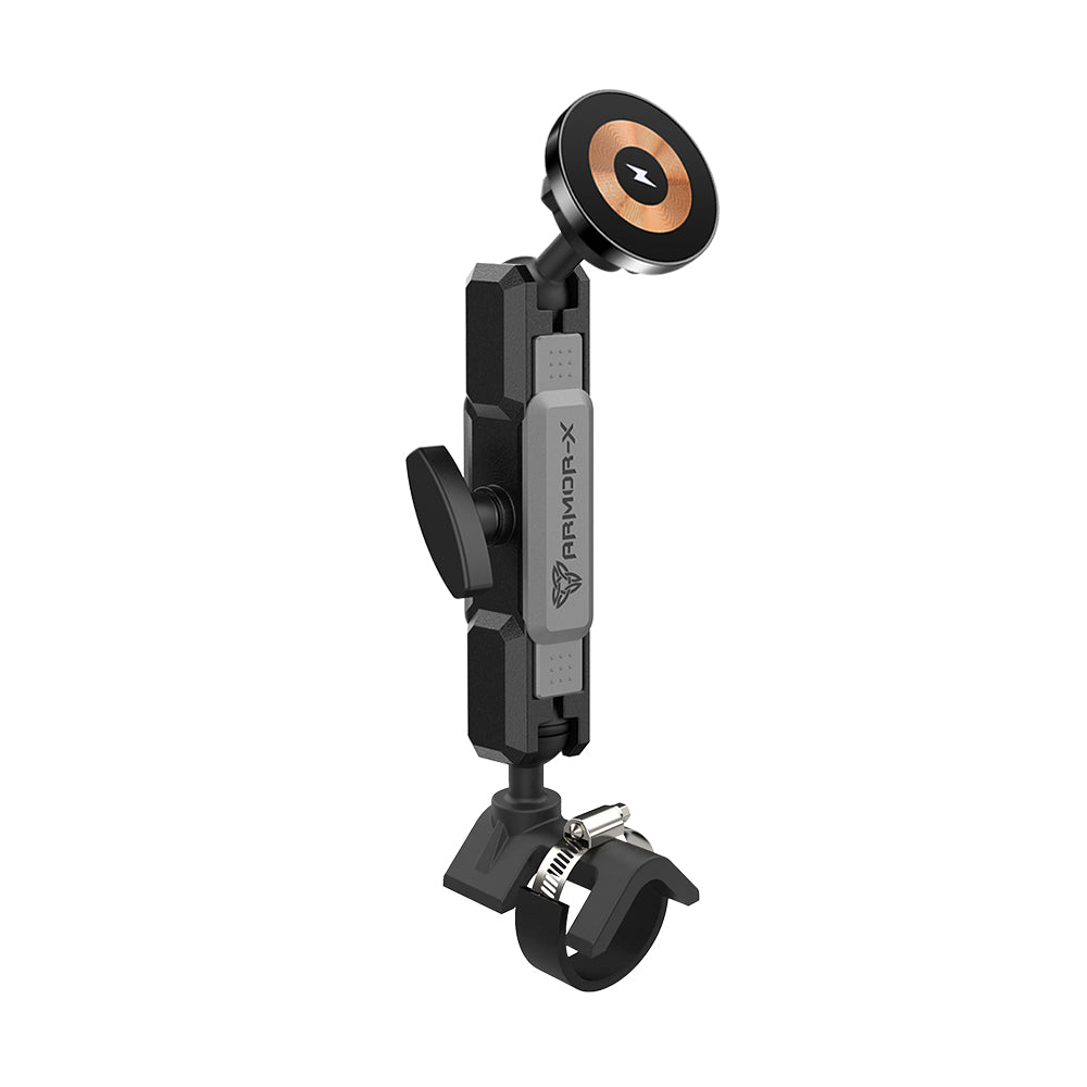 P24MS03 | Heavy-Duty Handle Bar Rail Mount | ⌀21-70mm | MagSafe / Pixelsnap 15W Fast Charger | ONE-LOCK for iPhone & Smartphone