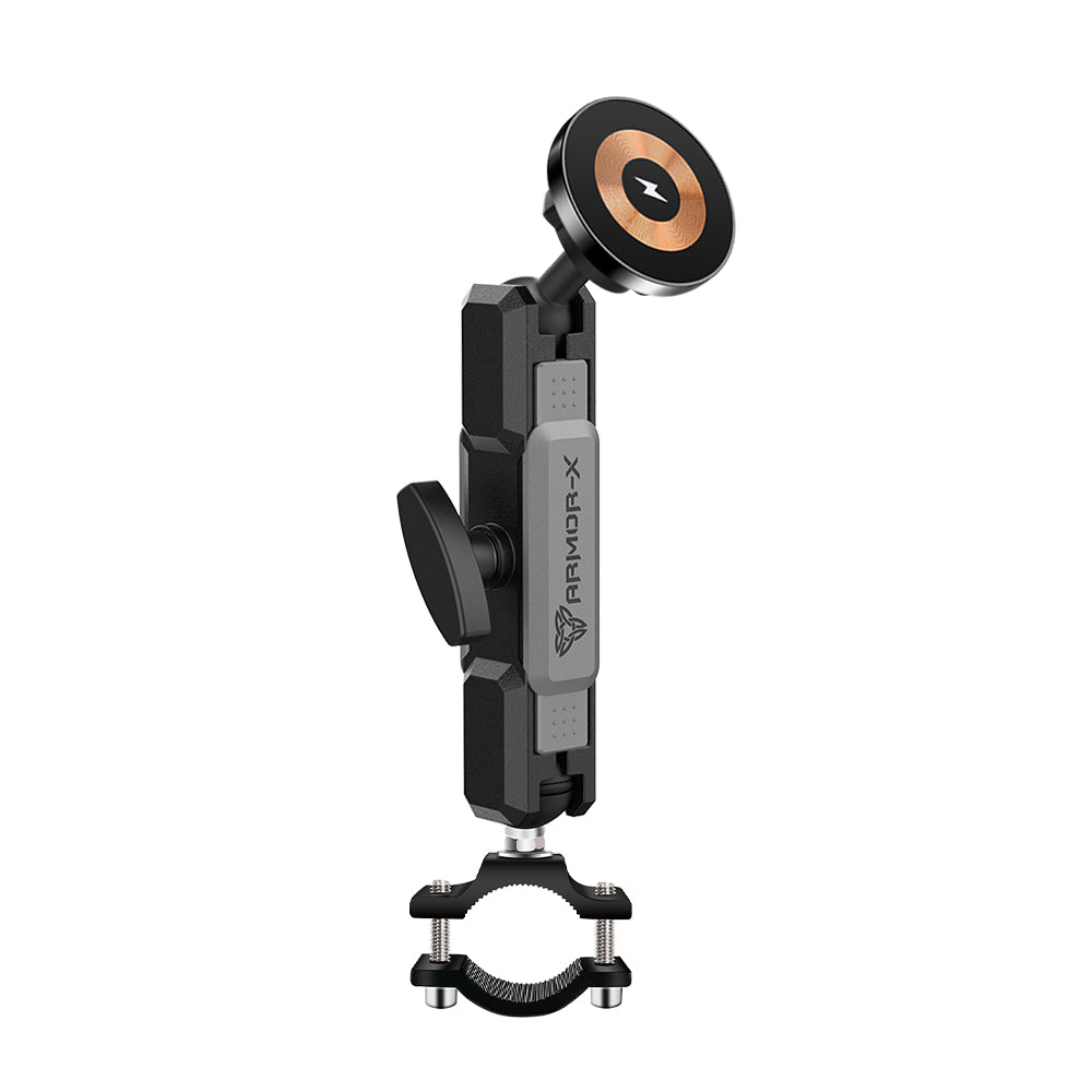 P44MS03 | Handlebar Rail Mount | ⌀20-38mm | MagSafe / Pixelsnap 15W Fast Charger | ONE-LOCK for iPhone & Smartphone