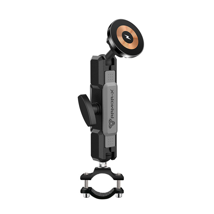 P44MS03 | Handlebar Rail Mount | ⌀20-38mm | MagSafe / Pixelsnap 15W Fast Charger | ONE-LOCK for iPhone & Smartphone