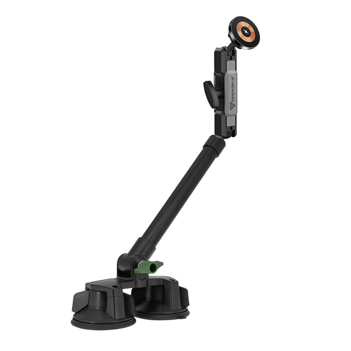 P65MS03 | Dual Suction Cup Mount with Long Arm | MagSafe / Pixelsnap 15W Fast Charger | ONE-LOCK for iPhone & Smartphone