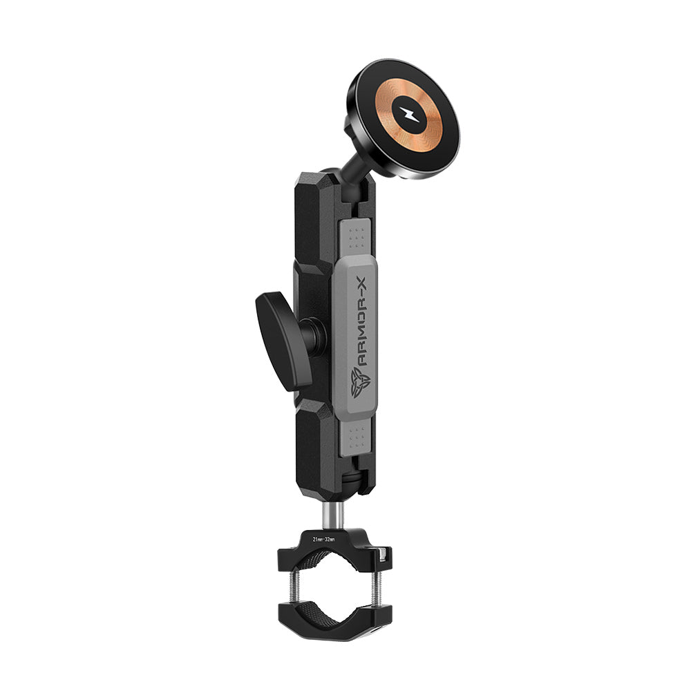 P67MS03 | Bar Clamp Moun | ⌀10-32mm | MagSafe / Pixelsnap 15W Fast Charger | ONE-LOCK for iPhone & Smartphone