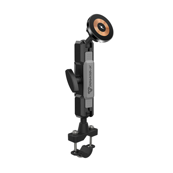 P9MS03 | Heavy-Duty U-Bolt Bar Mount | ⌀12-35mm | MagSafe / Pixelsnap 15W Fast Charger | ONE-LOCK for iPhone & Smartphone