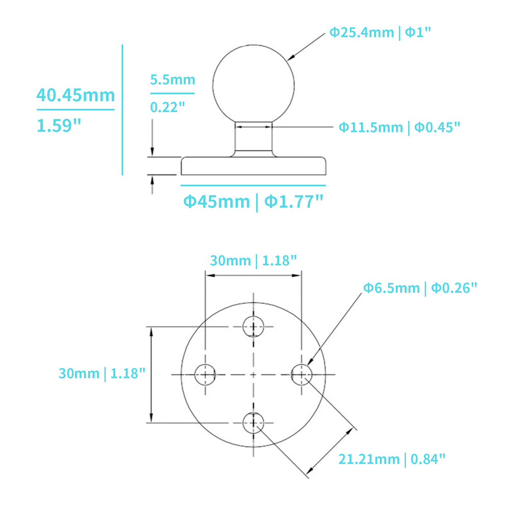 P5UT | Round Drill-Down Universal Mount | Design for iPad, Galaxy Tab &amp; Tablet