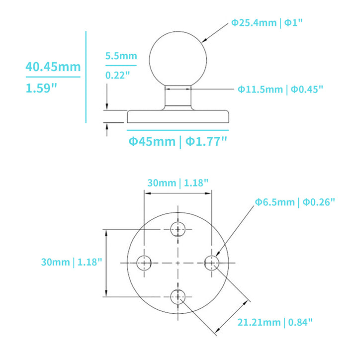 P5UT | Round Drill-Down Universal Mount | Design for iPad, Galaxy Tab &amp; Tablet