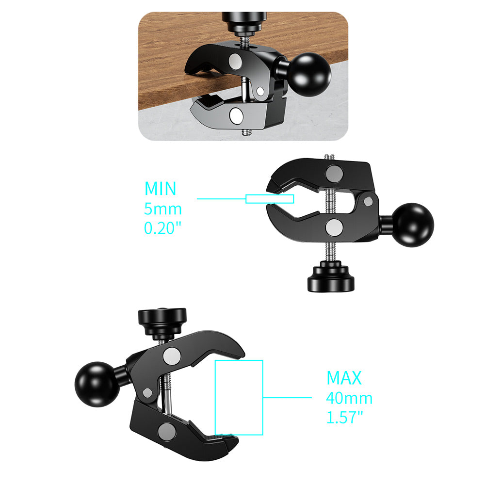 ARMOR-X Handlebar Clamp Mount Base, quickly clamp to desks or tables.