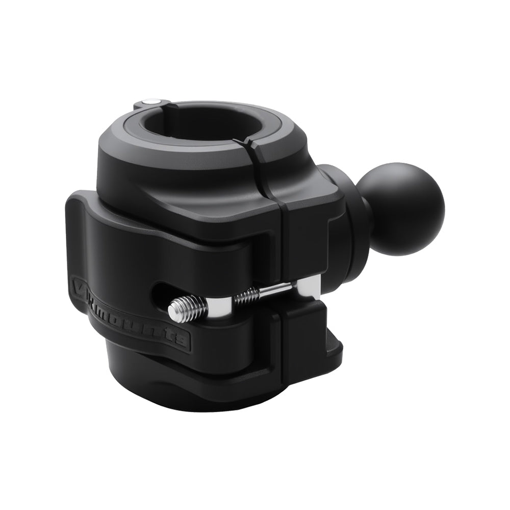 ARMOR-X Quick Release Roll Bar Mount Base with 1-inch ball head fits 25–32.5mm (0.98–1.28") bars. Includes anti-slip rubber bushings for motorcycles, ATVs, and UTVs.