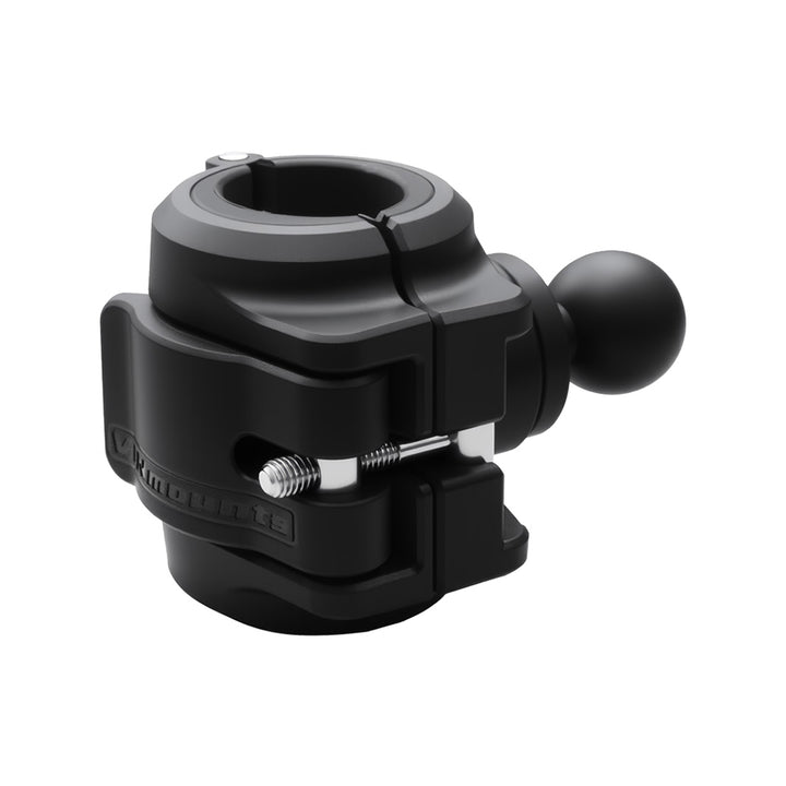 ARMOR-X Quick Release Roll Bar Mount Base with 1-inch ball head fits 25–32.5mm (0.98–1.28") bars. Includes anti-slip rubber bushings for motorcycles, ATVs, and UTVs.