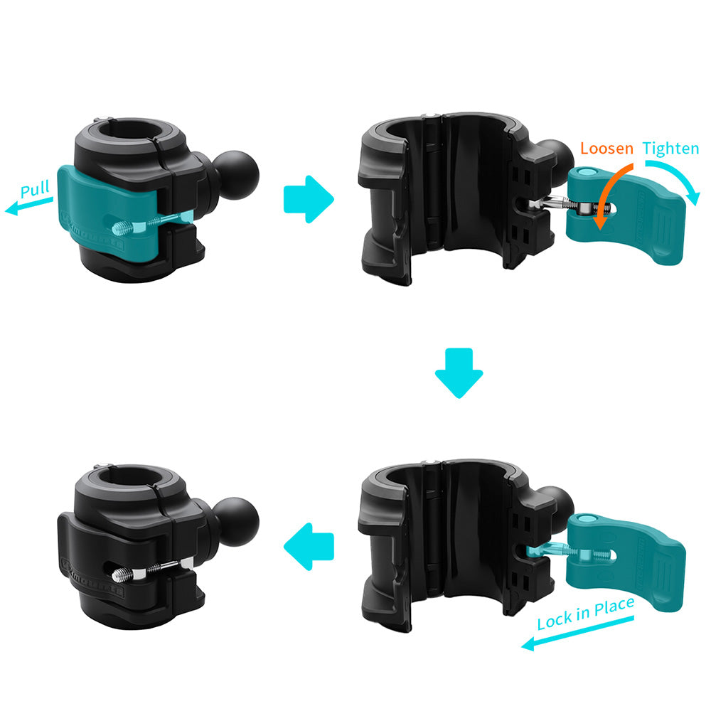 P68K | Quick Release Roll Bar Mount | ⌀25-32.5mm | ONE-LOCK for Phone