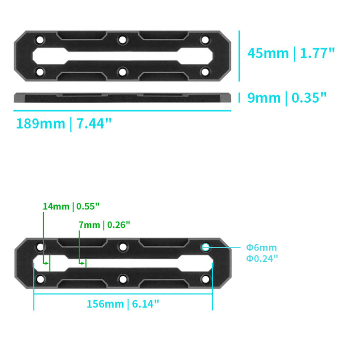 XTR-TK3-M | Track Mount For Kayak | 189mm / 7.44"