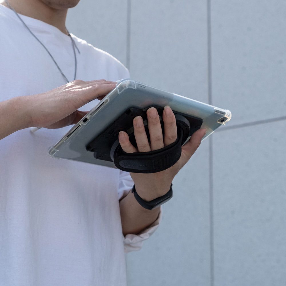 ARMOR-X iPad Air 1 case The 360-degree adjustable hand offers a secure grip to the device and helps prevent drop.