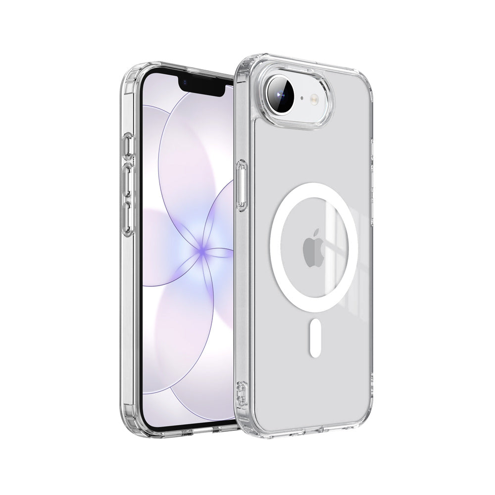 ARMOR-X APPLE iPhone 17e / 16e clear protective case with MagSafe, supports wireless charging.