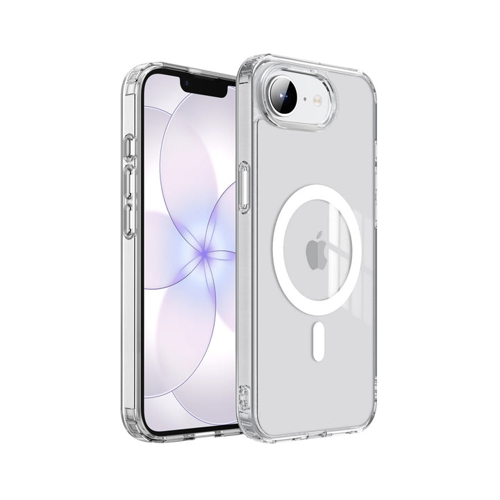 ARMOR-X APPLE iPhone 17e / 16e clear protective case with MagSafe, supports wireless charging.
