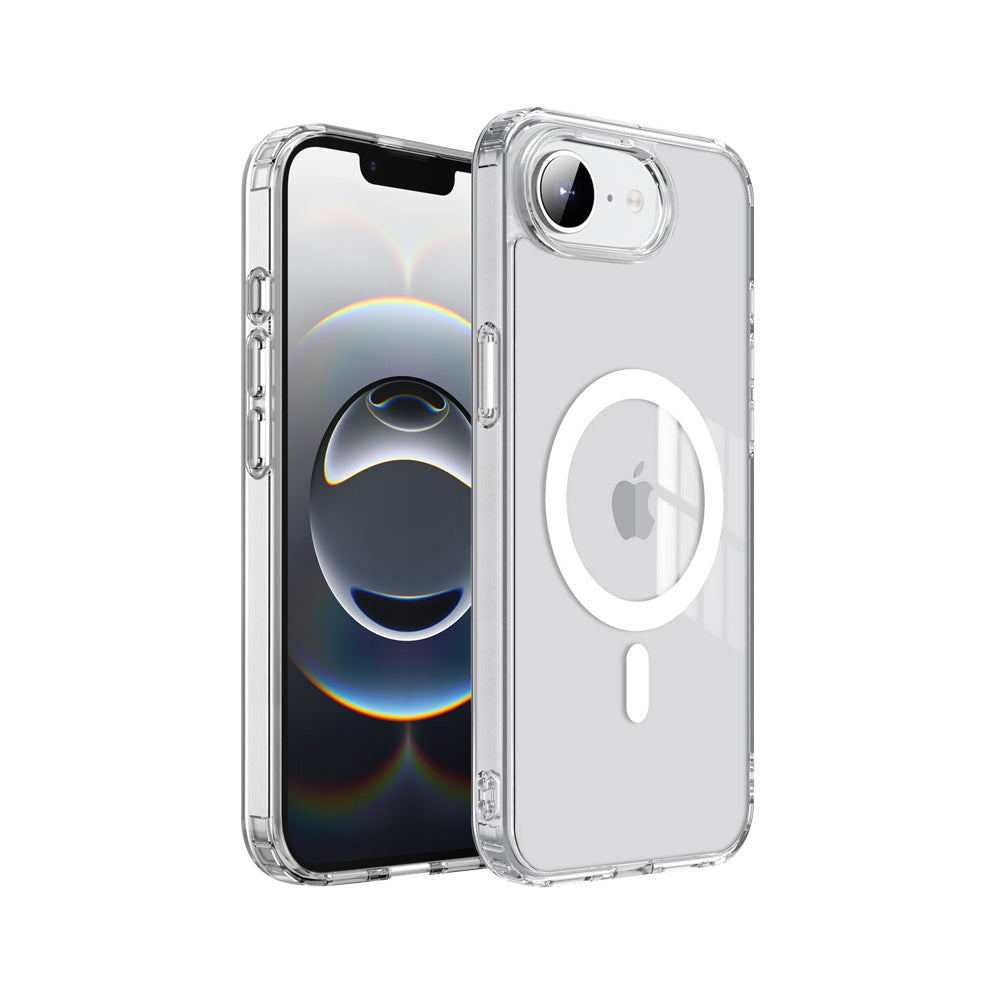 ARMOR-X APPLE iPhone 17e / 16e clear protective case with MagSafe, supports wireless charging.