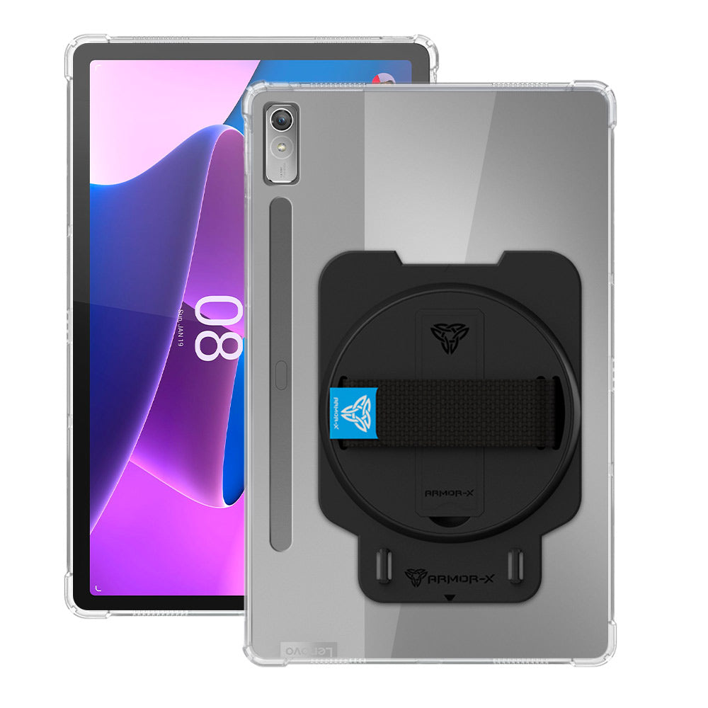 ARMOR-X Lenovo Tab P11 Pro Gen 2 TB132FU shockproof case, impact protection cover with hand strap and kick stand. One-handed design for your workplace.