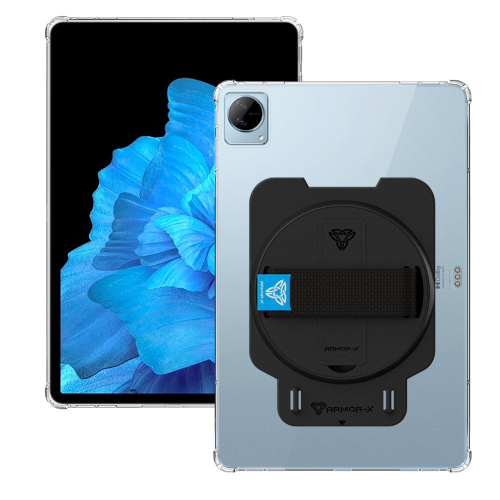 ARMOR-X VIVO Pad shockproof case, impact protection cover with hand strap and kick stand. One-handed design for your workplace.
