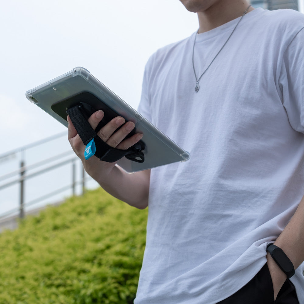 ARMOR-X iPad air 1 rugged case with hand strap. Perfect for public transit, IT project, education, VR, AR, workstation.