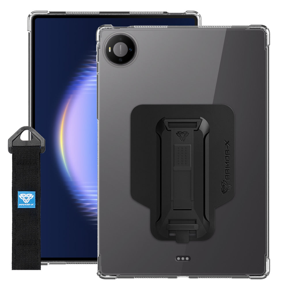 ARMOR-X Huawei MatePad Pro Max (2026) GEM-W09 shockproof case, impact protection cover with hand strap and kick stand. One-handed design for your workplace.