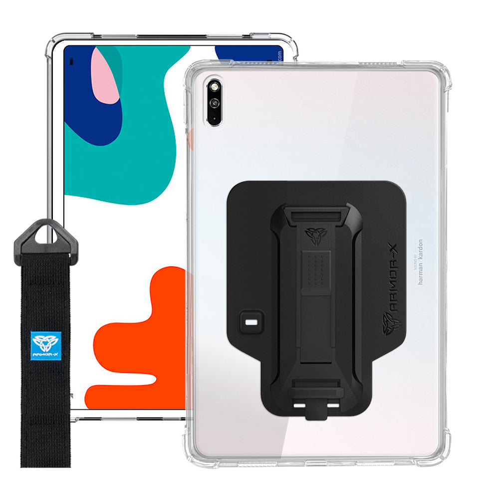 ZXS-HW-MTP_BAH3 | Huawei MatePad 10.4 BAH3-W09 / BAH3-AL00 | 4 corner protection case w/ hand strap kick stand & X-mount