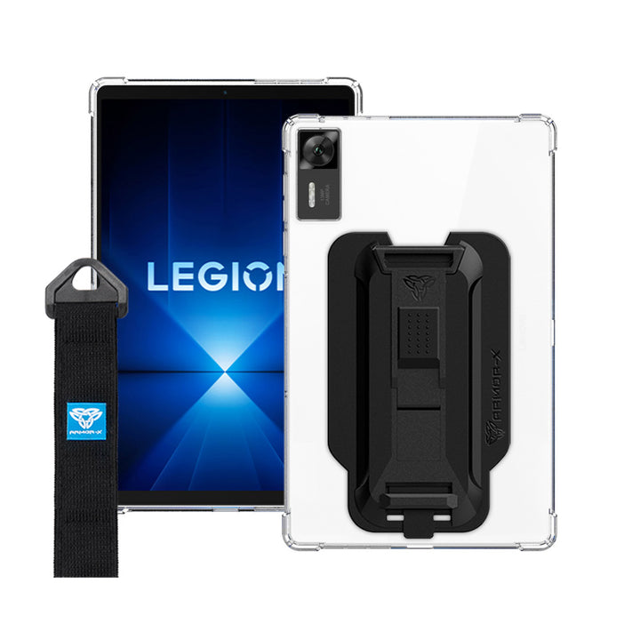 ARMOR-X Lenovo Legion Tab Gen 4 TB322 shockproof case, impact protection cover with hand strap and kick stand. One-handed design for your workplace.