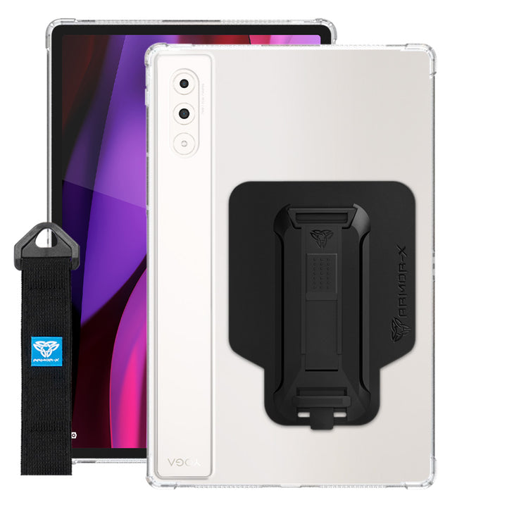 ARMOR-X Lenovo Yoga Tab Plus TB520FU shockproof case, impact protection cover with hand strap and kick stand. One-handed design for your workplace.