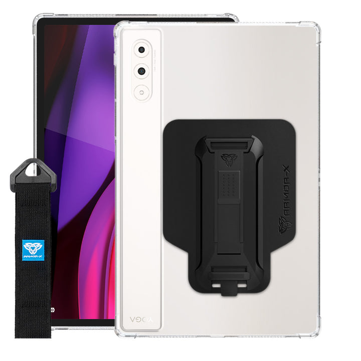 ARMOR-X Lenovo Yoga Tab Plus TB520FU shockproof case, impact protection cover with hand strap and kick stand. One-handed design for your workplace.