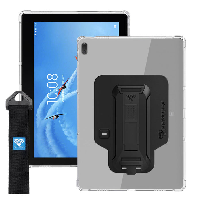 ZXS-LN32 | Lenovo Tab E10 TB-X104 | 4 corner protection case w/ hand strap kick stand & X-mount