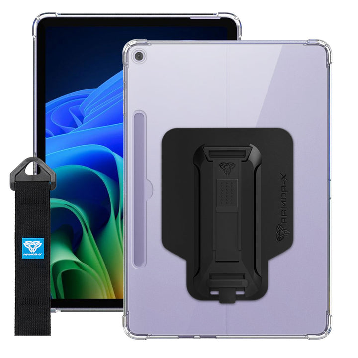 ARMOR-X Microsoft Surface Pro 12-inch Copilot+ PC shockproof case, impact protection cover with hand strap and kick stand. One-handed design for your workplace.